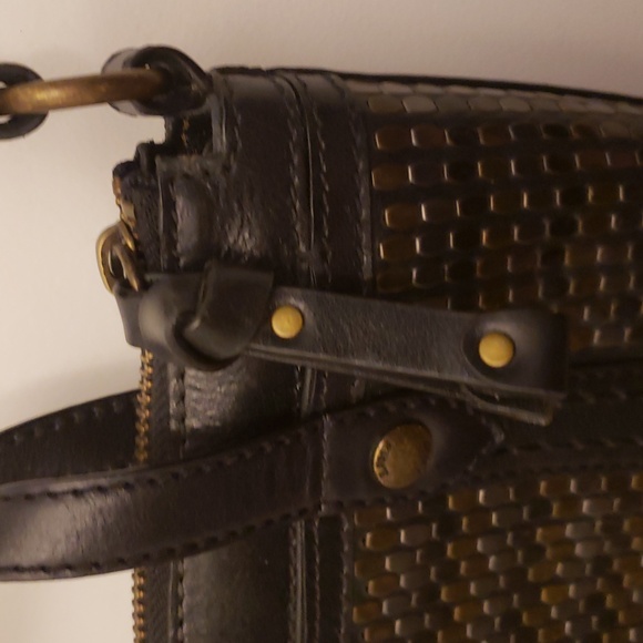 Frye Melissa Mini Shopper Leather Crossbody Adjustable Studs Black Gold - Picture 4 of 17